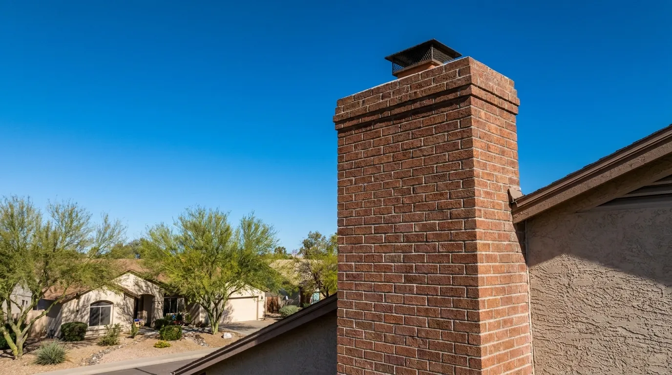 Older brick chimney on a Tempe, AZ home